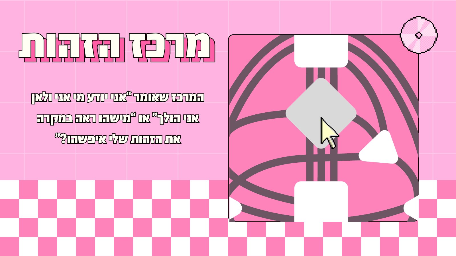 שקופית מרכז הזהות עם סימון המרכז על תרשים ועם הסבר קצר