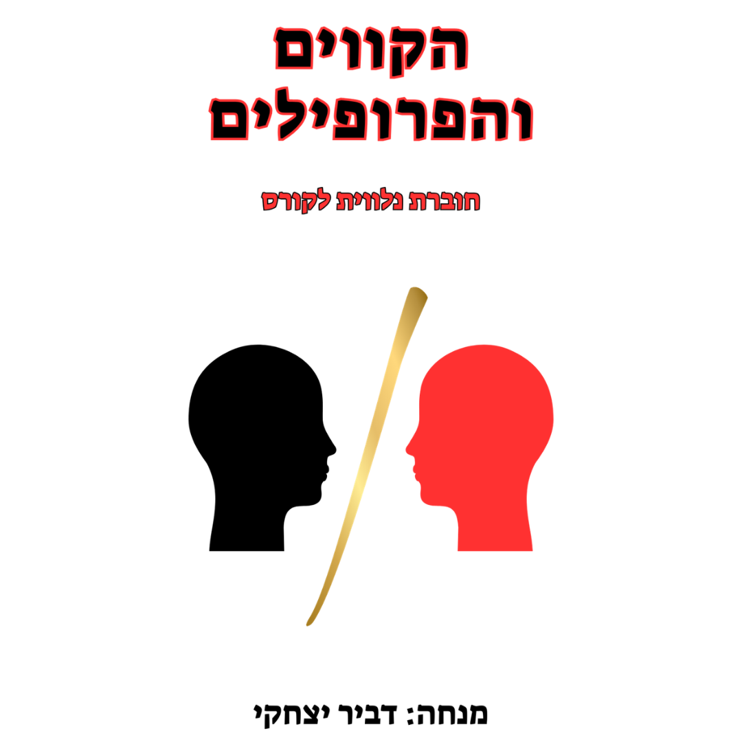 כריכת החוברת 'הקווים והפרופילים' — שני פרופילים מול שני קווים, עם שם החוברת ושם המנחה